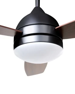 Hot Beliani Ventilatore a soffitto con luce MANSALA con telecomando LED Marrone scuro Marrone Nero