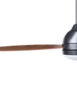Hot Beliani Ventilatore a soffitto con luce MANSALA con telecomando LED Marrone scuro Marrone Nero