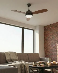 Hot Beliani Ventilatore a soffitto con luce MANSALA con telecomando LED Marrone scuro Marrone Nero