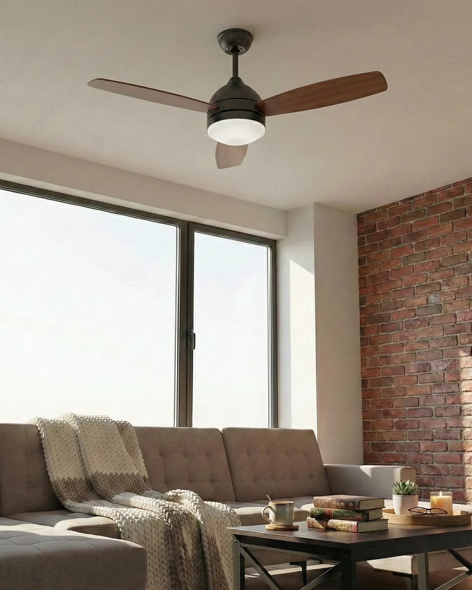 Hot Beliani Ventilatore a soffitto con luce MANSALA con telecomando LED Marrone scuro Marrone Nero