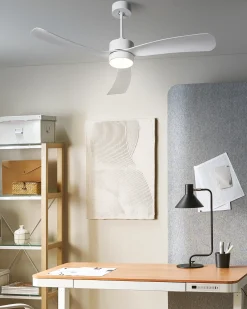 Sale Beliani Ventilatore a soffitto con luce PRASLIN con telecomando LED Bianco