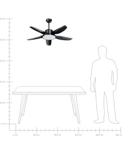 Discount Beliani Ventilatore a soffitto con luce LOUVET con telecomando LED Nero