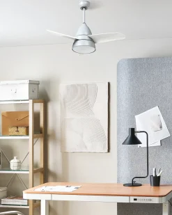 Best Beliani Ventilatore a soffitto con luce STRAWBERRY con telecomando LED Grigio Bianco Grigio