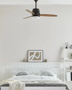 Best Beliani Ventilatore a soffitto con luce MLAVA con telecomando LED Marrone Bianco Marrone Nero
