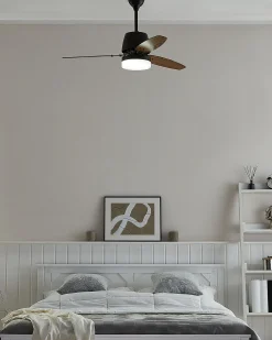 Best Beliani Ventilatore a soffitto con luce MLAVA con telecomando LED Marrone Bianco Marrone Nero