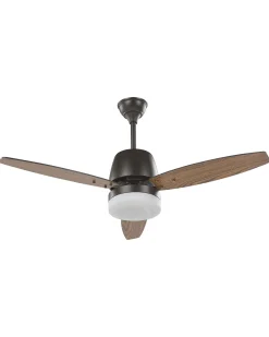 Best Beliani Ventilatore a soffitto con luce MLAVA con telecomando LED Marrone Bianco Marrone Nero