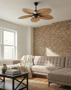 Sale Beliani Ventilatore a soffitto MAMMOTH con telecomando Naturale Naturale Nero