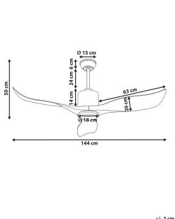 Clearance Beliani Ventilatore a soffitto ROSEAU Marrone Marrone Nero