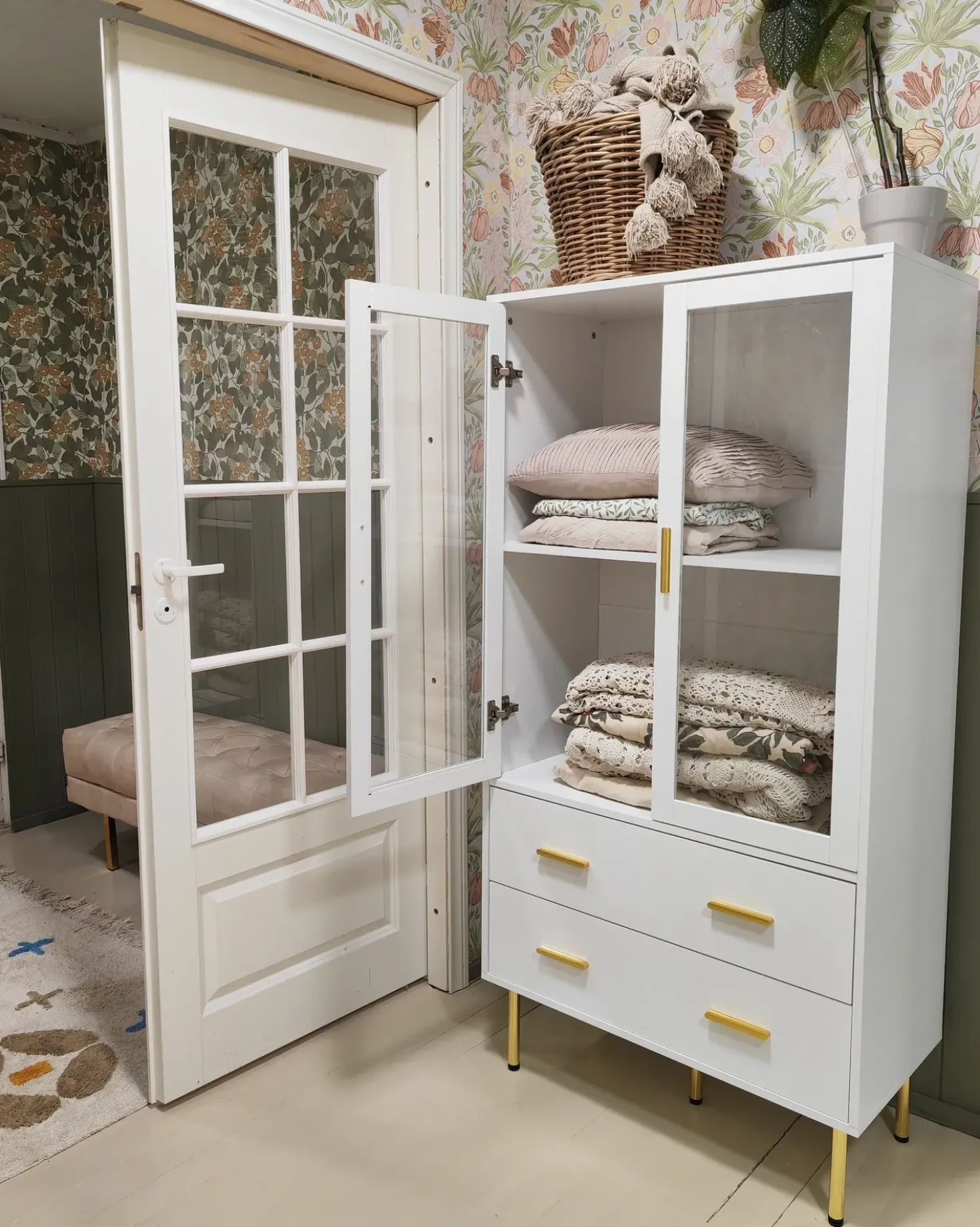 Vetrina in vetro MILORA 80 cm Bianco